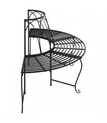 vidaXL Tree Bench | Black | Steel | Medium | Durable | Half Round Tree Bench
