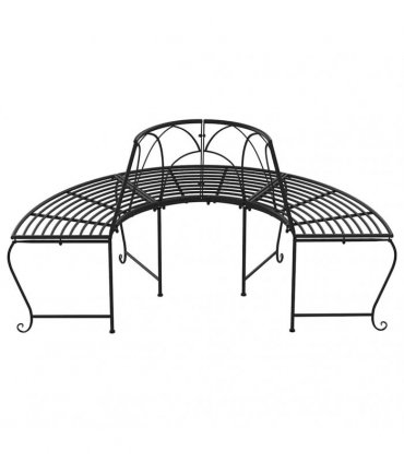 vidaXL Tree Bench | Black | Steel | Medium | Durable | Half Round Tree Bench