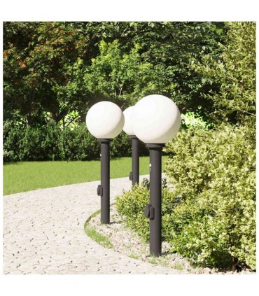 vidaXL Bollard Lights with Sensor&Outlet 3 pcs 80 cm Black IP44