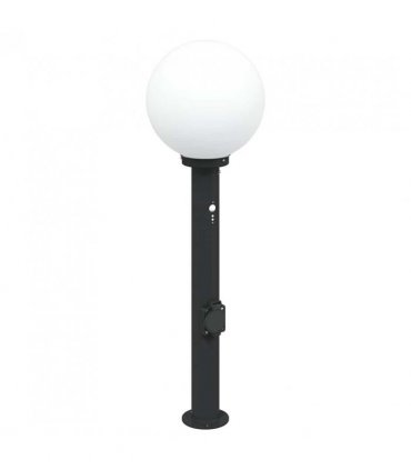 vidaXL Bollard Lights with Sensor&Outlet 3 pcs 80 cm Black IP44