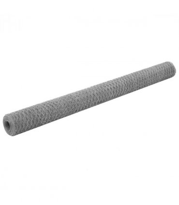 vidaXL Chicken Wire Fence Galvanised Steel 25x1.5 m Silver