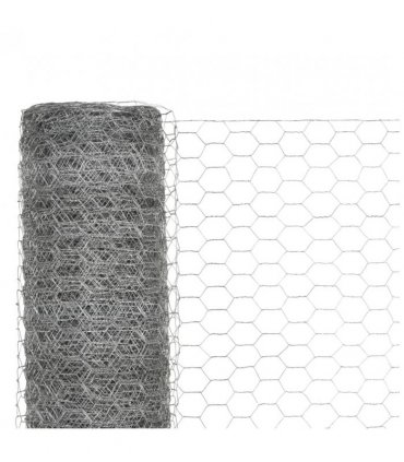 vidaXL Chicken Wire Fence Galvanised Steel 25x1.5 m Silver