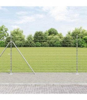 vidaXL Welded Wire Fence with Concrete Base 25 x 1.4 m Silver Mesh