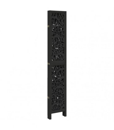 vidaXL Room Divider 5 Panels Black Solid Wood Paulownia