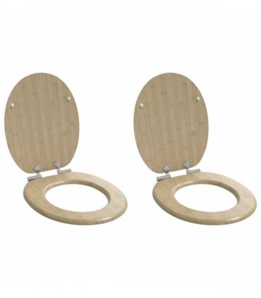 vidaXL Soft-Close Toilet Seat 2 pcs Light Bamboo Color 44 x 38 cm