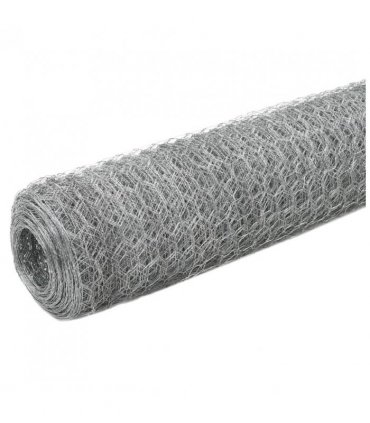 vidaXL Chicken Wire Fence Galvanised Steel 25x1.5 m Silver