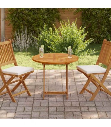 vidaXL Tabletop | Teak | Solid teak wood | Diameter 80 cm, Thickness 2.5 cm