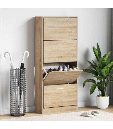 vidaXL Shoe Cabinet Sonoma Oak 63x24x147 cm Engineered Wood