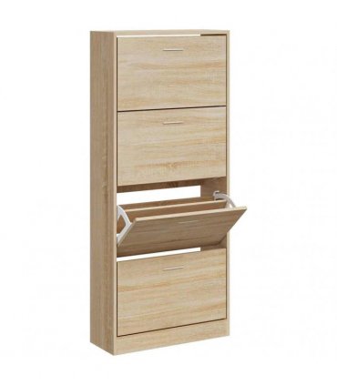 vidaXL Shoe Cabinet Sonoma Oak 63x24x147 cm Engineered Wood