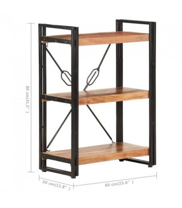 vidaXL 3-Tier Bookcase 60x30x80 cm Solid Acacia Wood