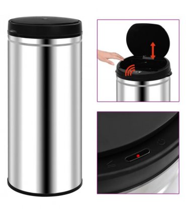 vidaXL Automatic Sensor Dustbin 80 L Stainless Steel