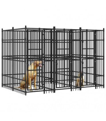 vidaXL Outdoor Dog Kennel Steel 5.53 m²