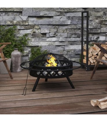 vidaXL Fire Pit with Poker 70 cm XXL Steel