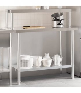 vidaXL Kitchen Work Table with Overshelf 110x55x120 cm Stainless Steel