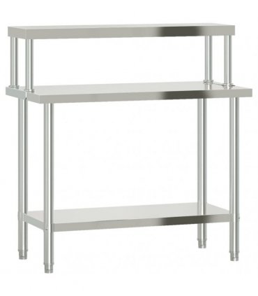 vidaXL Kitchen Work Table with Overshelf 110x55x120 cm Stainless Steel