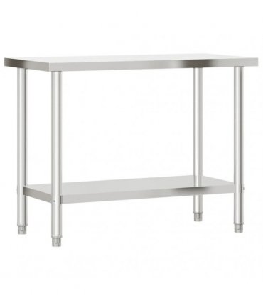 vidaXL Kitchen Work Table with Overshelf 110x55x120 cm Stainless Steel
