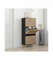 vidaXL Shoe Cabinet Black 52x25x115 cm Engineered Wood&Natural Rattan