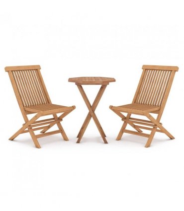 vidaXL Garden Dining Set | Teak | Solid teak wood | Compact | Foldable