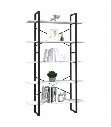 vidaXL 5-Tier Book Cabinet White 100x30x175 cm Pinewood