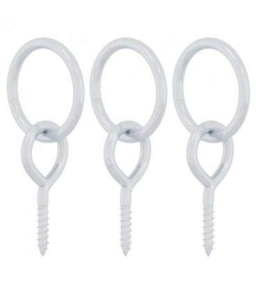 vidaXL Horse Tie Rings with Eye Screws 3 pcs Silver Steel