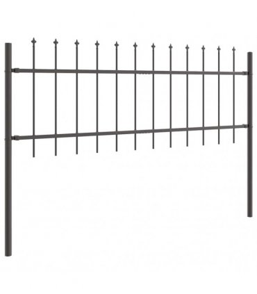 vidaXL Garden Fence 8 pcs Grey 13.6 x 0.6 m Powder-coated Steel
