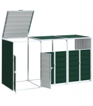 vidaXL Wheelie Bin Storage for Triple Bins Green 216x81x115 cm Steel