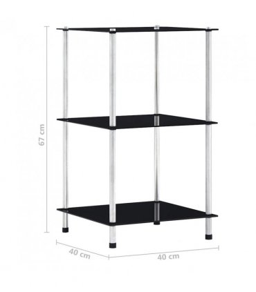 vidaXL Shelf | Black | Tempered glass | Compact | Shelf | Square | Contemporary