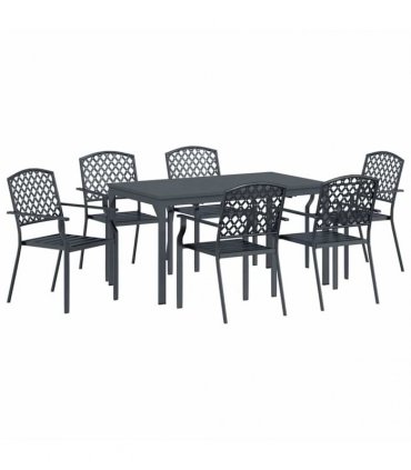 vidaXL Garden Dining Set 7 pcs Anthracite Powder-coated Steel