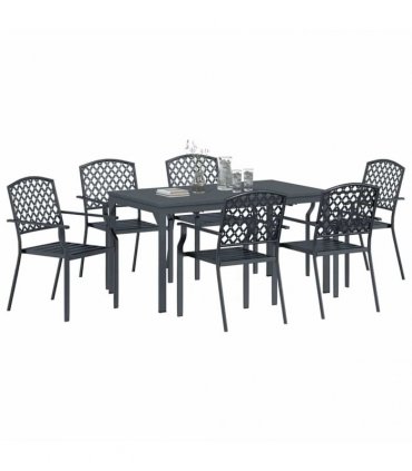 vidaXL Garden Dining Set 7 pcs Anthracite Powder-coated Steel