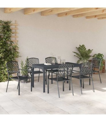 vidaXL Garden Dining Set 7 pcs Anthracite Powder-coated Steel