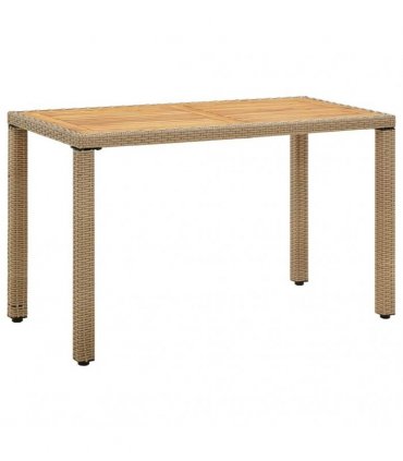 vidaXL Garden Table Beige 123x60x74 cm Poly Rattan&Solid Wood Acacia