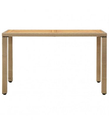 vidaXL Garden Table Beige 123x60x74 cm Poly Rattan&Solid Wood Acacia
