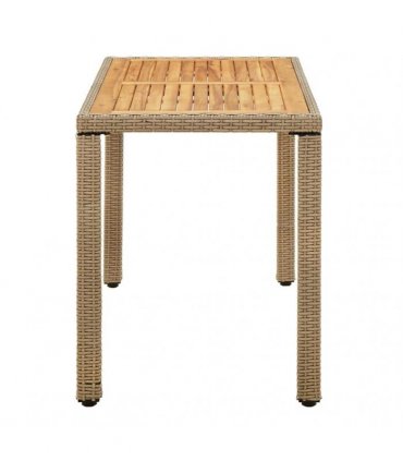 vidaXL Garden Table Beige 123x60x74 cm Poly Rattan&Solid Wood Acacia