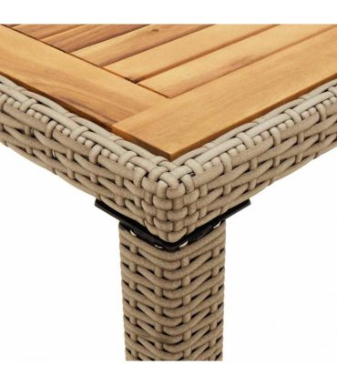 vidaXL Garden Table Beige 123x60x74 cm Poly Rattan&Solid Wood Acacia