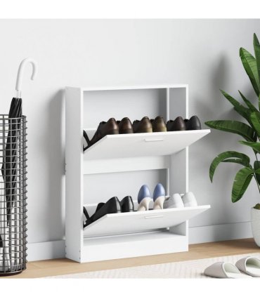 vidaXL Shoe Cabinet White 59x17x81 cm Engineered Wood