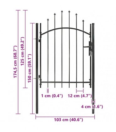 vidaXL Garden Gate Woerden Steel 1x1.25 m Black