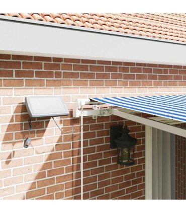 vidaXL Retractable Awning Manual Blue and White 500 x 300 cm