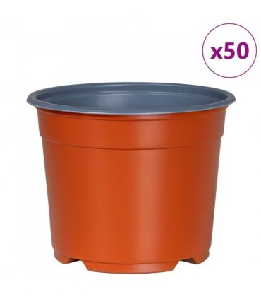 vidaXL Round Flower Pot 50 pcs Terracotta Ø 10 x 8 cm Plastic