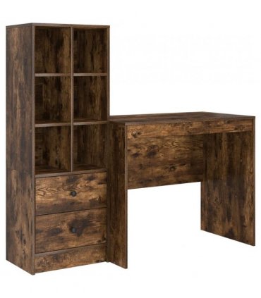 vidaXL Desk with Drawer with Shelf with Storage 2 pcs Smoked Oak