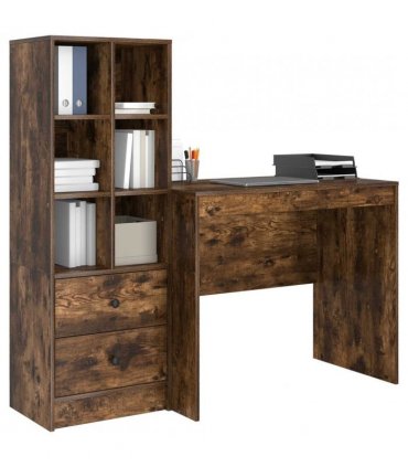 vidaXL Desk with Drawer with Shelf with Storage 2 pcs Smoked Oak