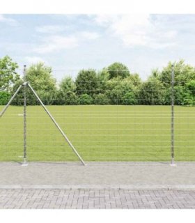 vidaXL Welded Wire Fence with Concrete Base 25 x 1.6 m Silver Mesh