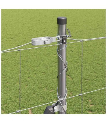 vidaXL Welded Wire Fence with Concrete Base 25 x 1.6 m Silver Mesh