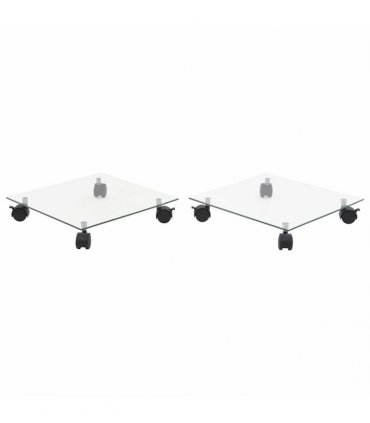 vidaXL Plant Rollers 2 pcs Tempered Glass 35x35 cm Square