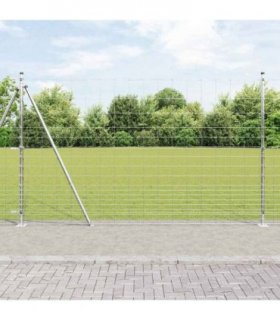vidaXL Welded Wire Fence with Concrete Base 25 x 1.5 m Silver Mesh