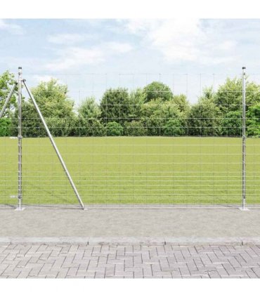 vidaXL Welded Wire Fence with Concrete Base 25 x 1.5 m Silver Mesh
