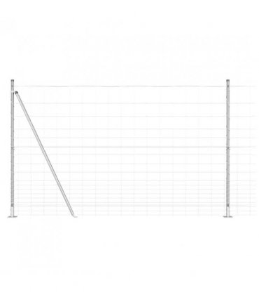 vidaXL Welded Wire Fence with Concrete Base 25 x 1.5 m Silver Mesh