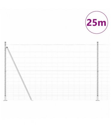vidaXL Welded Wire Fence with Concrete Base 25 x 1.5 m Silver Mesh