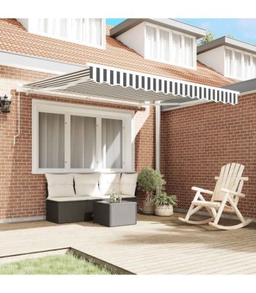 vidaXL Manual Retractable Awning Anthracite&White 300x250 cm
