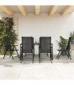 vidaXL Garden Dining Set | Black | Powder-coated aluminium, WPC, Textilene