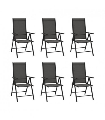 vidaXL Garden Dining Set | Black | Powder-coated aluminium, WPC, Textilene